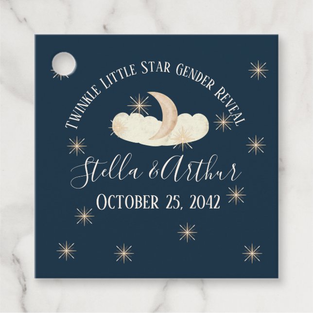 Upphävande av Twinkle Little Star-Genderna - Celes Gåvor Etiketter (Framsida)