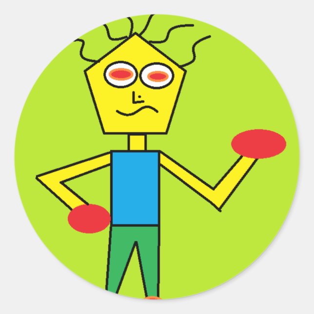 upphetsad kille runt klistermärke (Framsida)