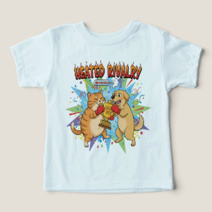 Upphettad rivalitet Katt vs Hund Boxning Rolig Bäs T Shirt