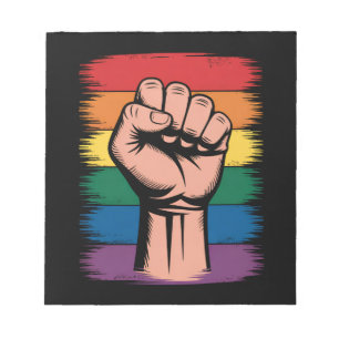 Upphöjd näve stolthet regnbåge HBTQ-stöd rättighet Anteckningsblock