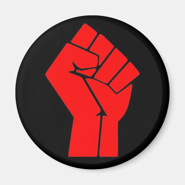 Upphöjd röd fist magnet (Framsidan)