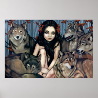 Upphöjt av Vargarnas fantasi varg hund Art Print Poster