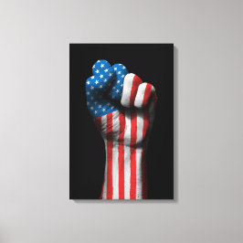 Upphöjt Clenched Fist med amerikansk Flagga Canvastryck