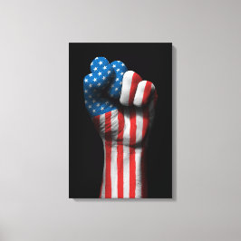 Upphöjt Clenched Fist med amerikansk Flagga Canvastryck