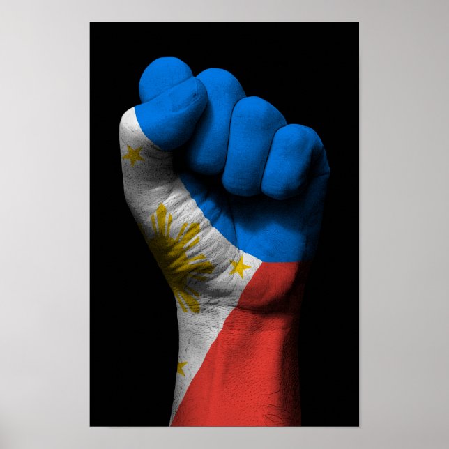 Upphöjt Clenched Fist med Filipino Flagga Poster (Framsidan)
