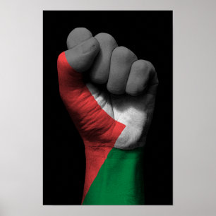 Upphöjt Clenched Fist med palestinsk Flagga Poster