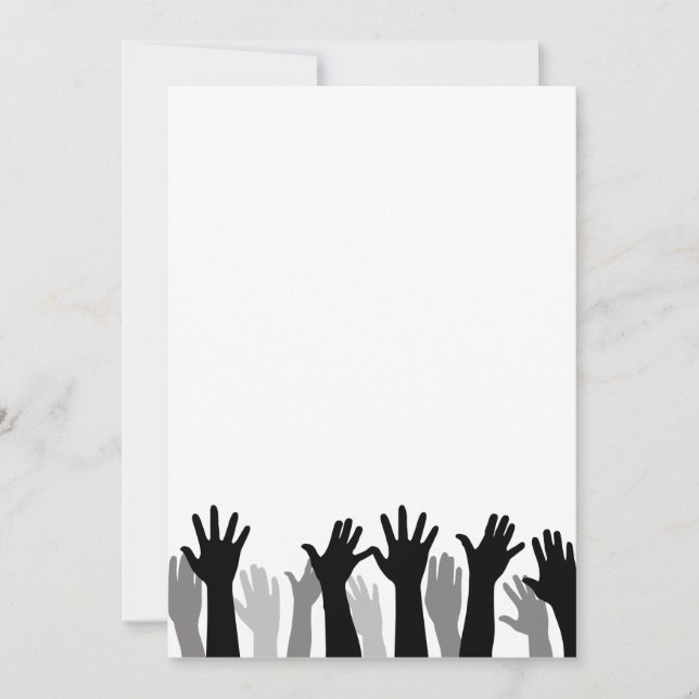 Upphöjt händer silhuett, hand- och protester julkort (Framsida)