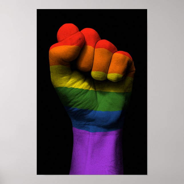 Upphöjt inkapslat ansikte med Gay pride Rainbow Fl Poster (Framsidan)