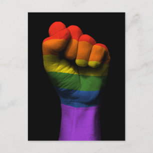 Upphöjt inkapslat ansikte med Gay pride Rainbow Fl Vykort