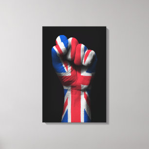 Upphöjt inkapslat ansikte med Union Jack Flagga Canvastryck