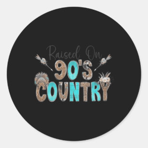 Upphöjt på 90:s Land Music Bull Skull Western Runt Klistermärke