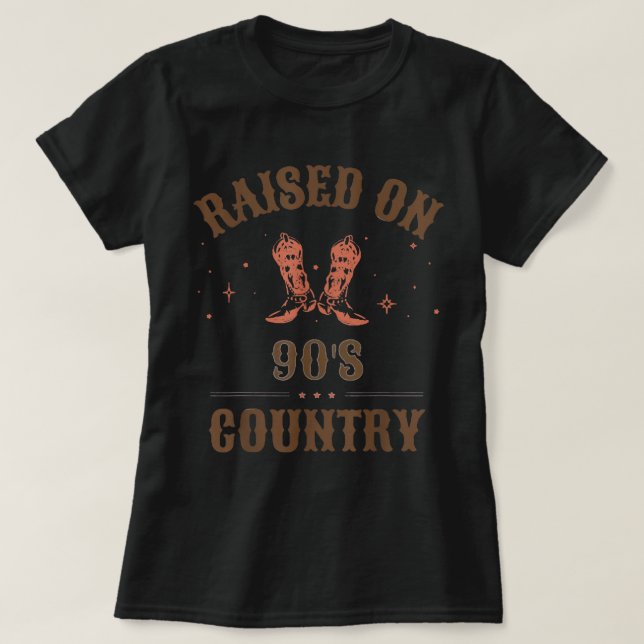 Upphöjt på 90-talet Land Retro Music Western Cowbo T Shirt (Design framsida)