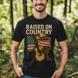 Upphöjt på Land Music USA Westerna Stil T Shirt