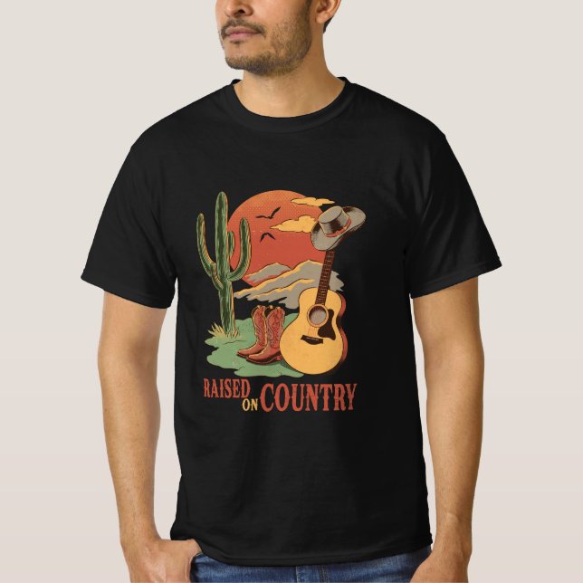 Upphöjt på Land - Rustic Western design T Shirt (Framsida)
