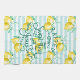 Upphöjt på Sweet Tea och Jesus | Lemon Mönster Kökshandduk
