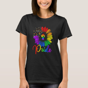 Upphöjt Pride för främre solrosblommor, Lgbt Gay L T Shirt