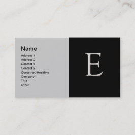 Upphöjt Silver Brev ’E’-Affärskort Visitkort