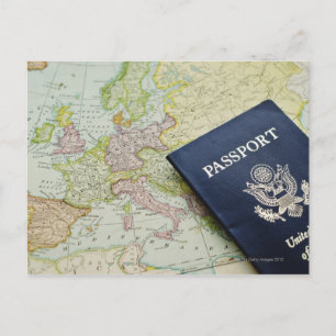 Upphörande av pass ljugande på karta i Europa Vykort