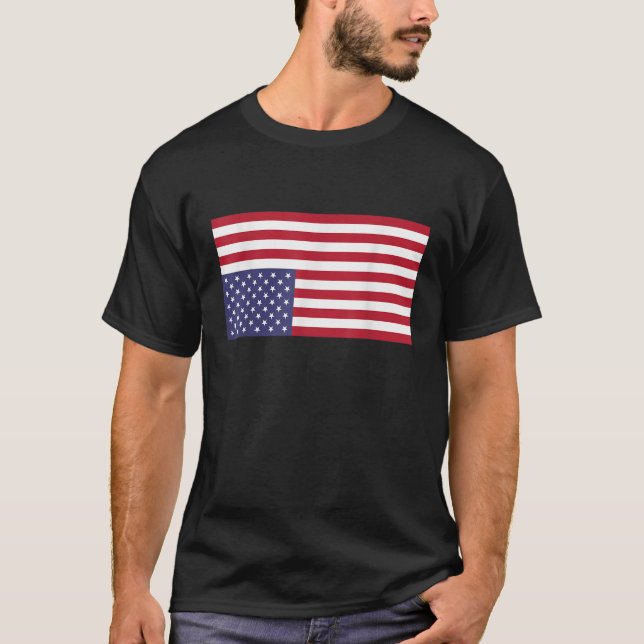 Uppifrån amerikanska Flagga USA i Distress Tshirt T Shirt (Framsida)