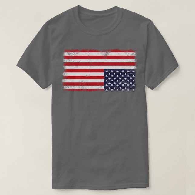 Uppifrån och ned American Flagga Distress United S T Shirt (Design framsida)