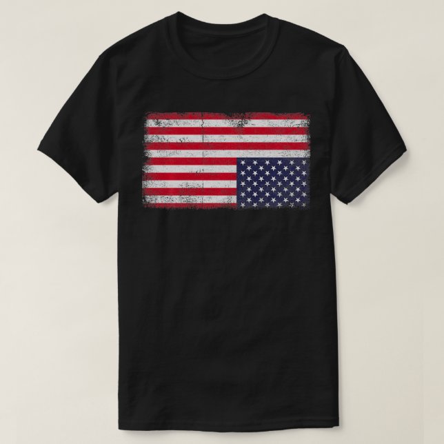 Uppifrån och ned American Flagga Distress United S T Shirt (Design framsida)