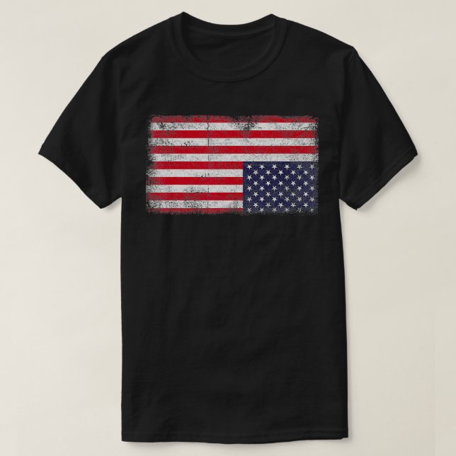 Uppifrån och ned American Flagga Distress United S T Shirt (Design framsida)