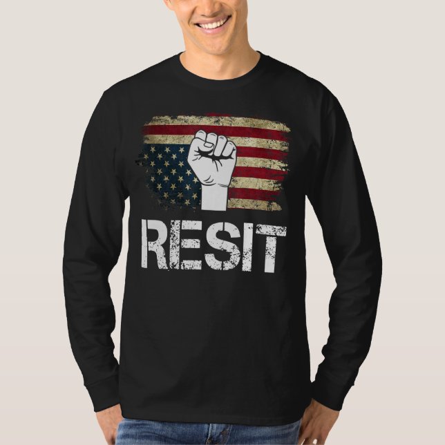 Uppifrån och ned Amerikanska Flagga Restanalisatio T Shirt (Framsida)