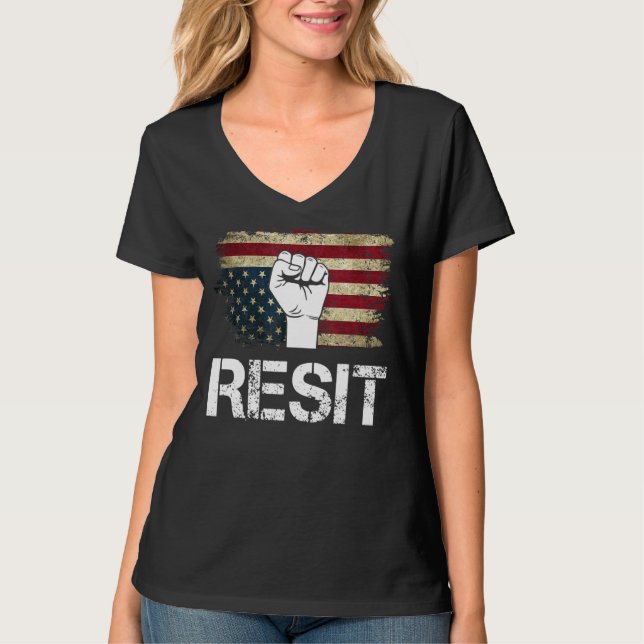 Uppifrån och ned Amerikanska Flagga Restanalisatio T Shirt (Framsida)