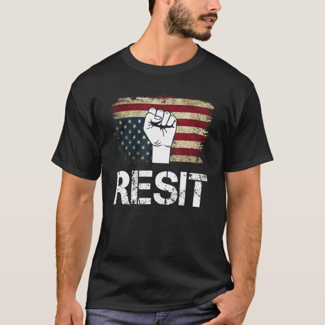 Uppifrån och ned Amerikanska Flagga Restanalisatio T Shirt (Framsida)