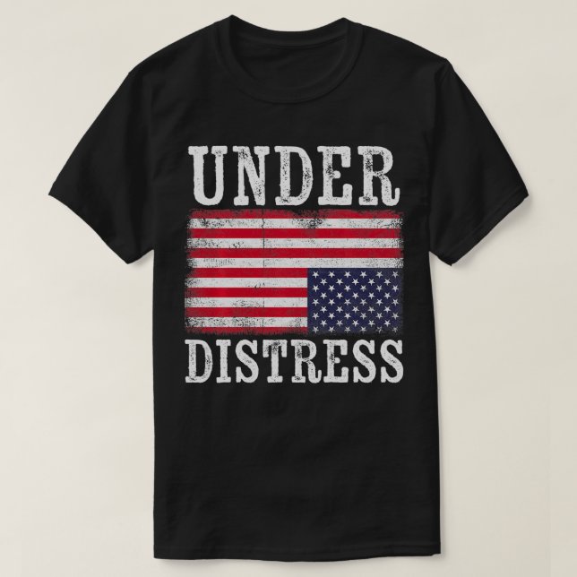 Uppifrån och ned amerikanska Flagga under Distress T Shirt (Design framsida)