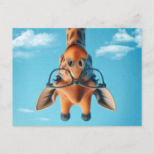 Uppifrån och ned Giraffe i moln som har en eyeglas Vykort