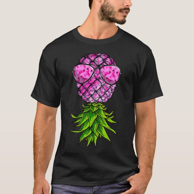 Uppifrån och ned på Rosa Upplysning om bröstcancer T Shirt (Framsida)