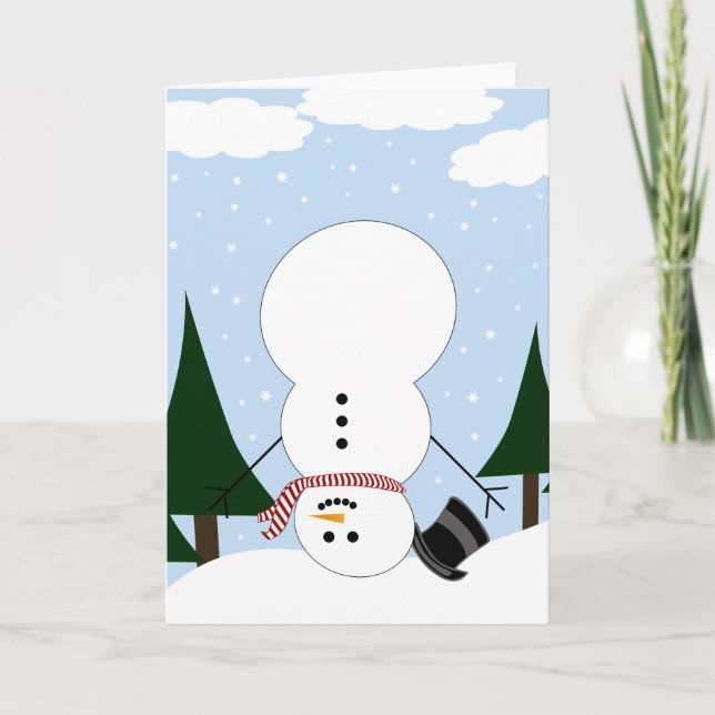 Uppifrån och ned Snögubbe Helgkort (Framsida)