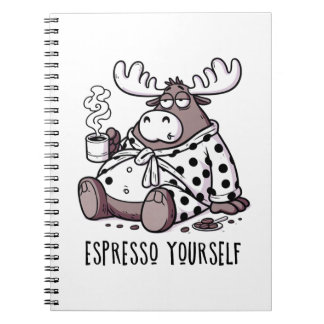 Uppiggande Espresso Rolig Sömnig Älg Kaffeälskare Anteckningsbok