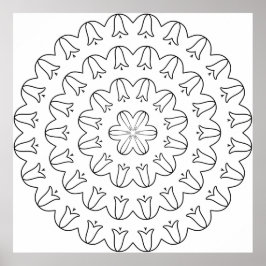 Uppklippt Tulpanring Mandala med Mjuk Kronbladsflö Poster