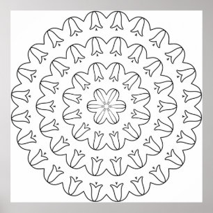 Uppklippt Tulpanring Mandala med Mjuk Kronbladsflö Poster
