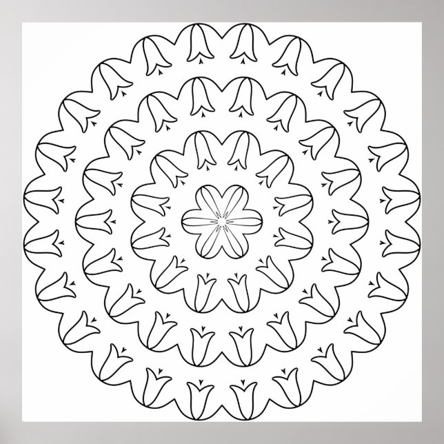 Uppklippt Tulpanring Mandala med Mjuk Kronbladsflö Poster (Framsidan)