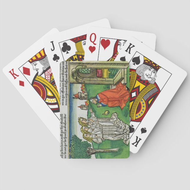 Uppkomst 18 2 Abraham och den tre änglar, från th Spelkort (Baksidan)