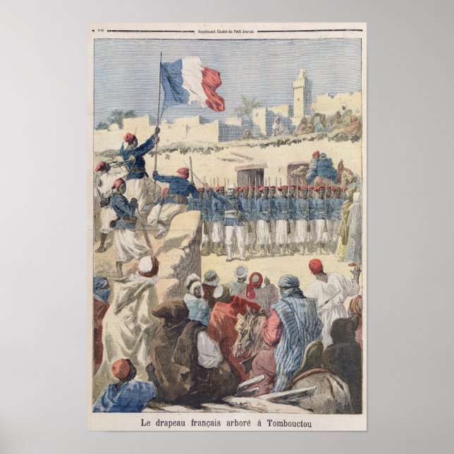 Uppkomsten av Franskens Flagga i Timbuktu Poster (Framsidan)