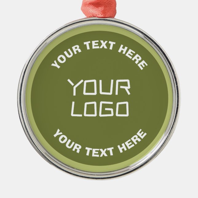 Uppladdad logotyp eller design och redigerbar text julgransprydnad metall (Framsidan)