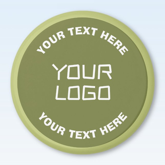 Uppladdad logotyp eller design och redigerbar text magnet (Skapare uppladdad)