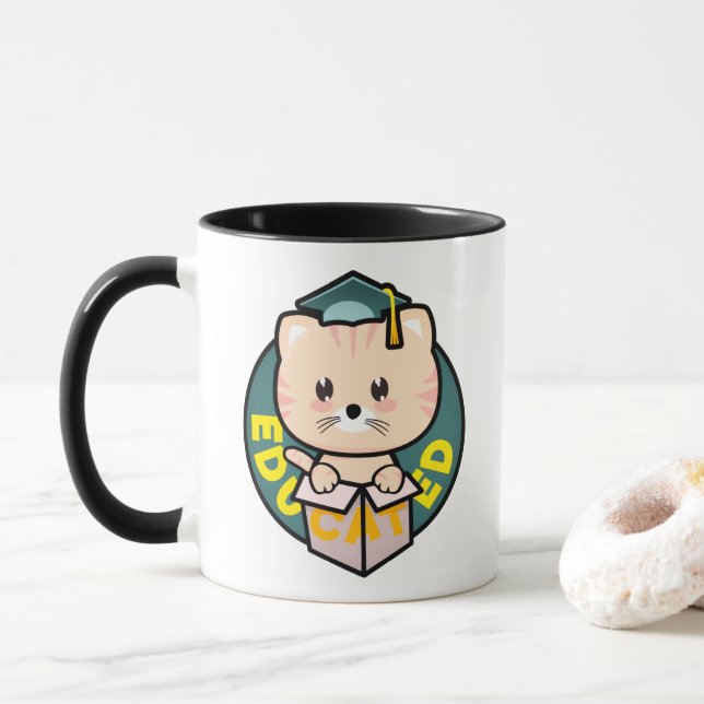 Upplärd Student Cat Studenten Firande Mugg (Med munk)