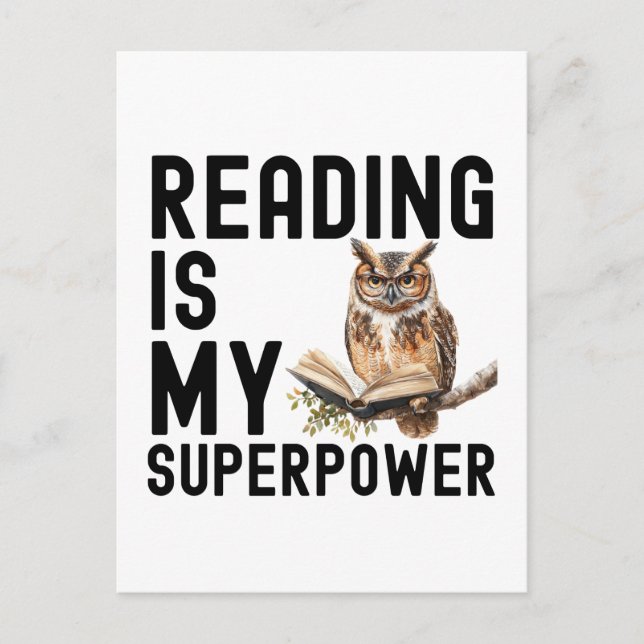 Uppläsning av vattenfärg Uggla-bokmask Vykort (Framsida)