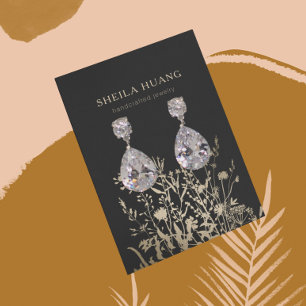 Uppläsningskort för Visning ・ Blommigt Beige Guld Visitkort