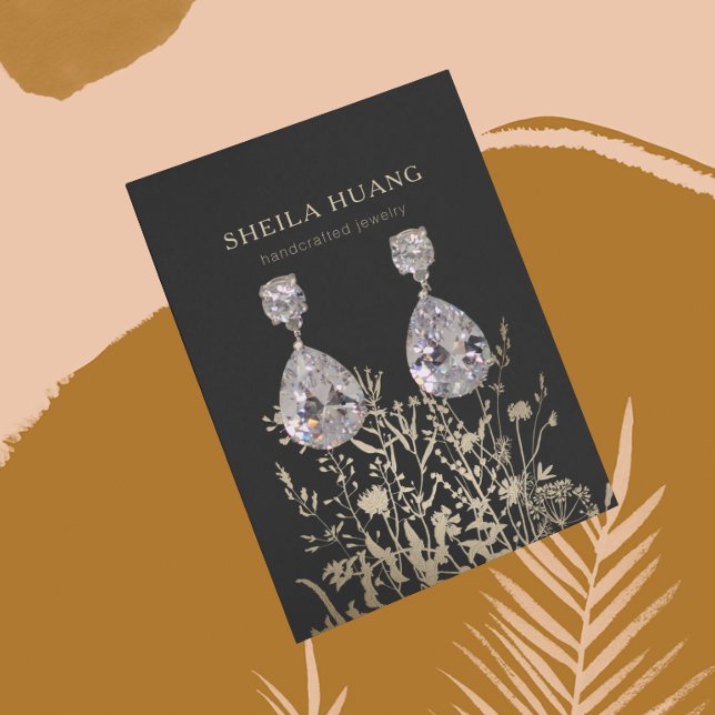 Uppläsningskort för Visning ・ Blommigt Beige Guld Visitkort (Skapare uppladdad)