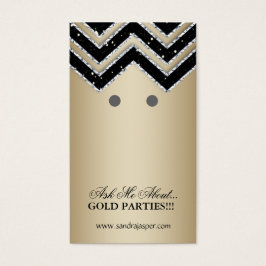 Uppläsningskort Visning Chevron Jewelry Guld Black Visitkort
