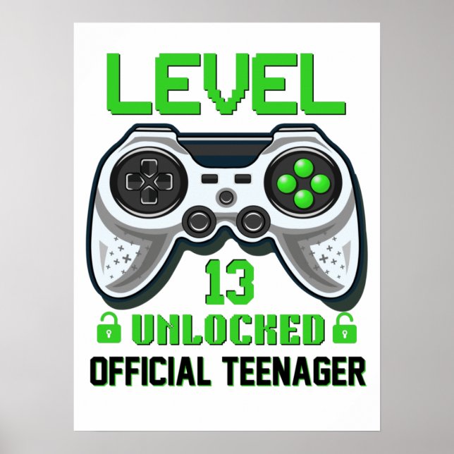 Upplåst 13-årsvideospel på nivå 13 poster (Framsidan)