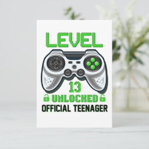 Upplåst 13-årsvideospel på nivå 13 tack kort