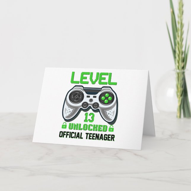 Upplåst 13-årsvideospel på nivå 13 tack kort (Framsida)