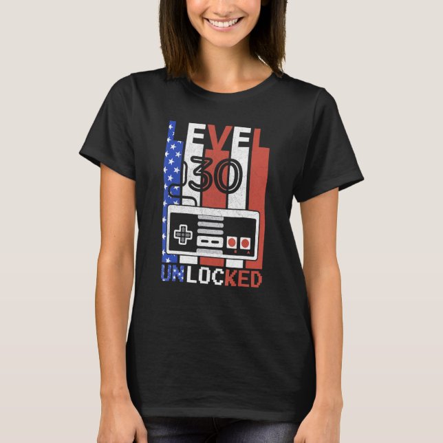 Upplåst amerikanskt spel för olåst Flagga 30:e Bi T Shirt (Framsida)